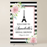Lofaris Floral White Black Stripe Bridal Shower Welcome Sign